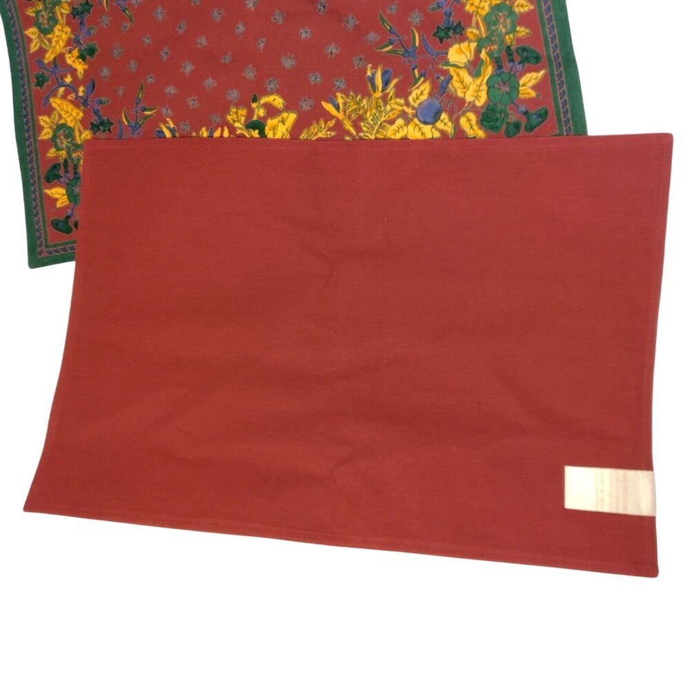 Williams Sonoma Placemat Set of 4 French Country Provence Botanical Maroon Gold - Picture 8 of 12